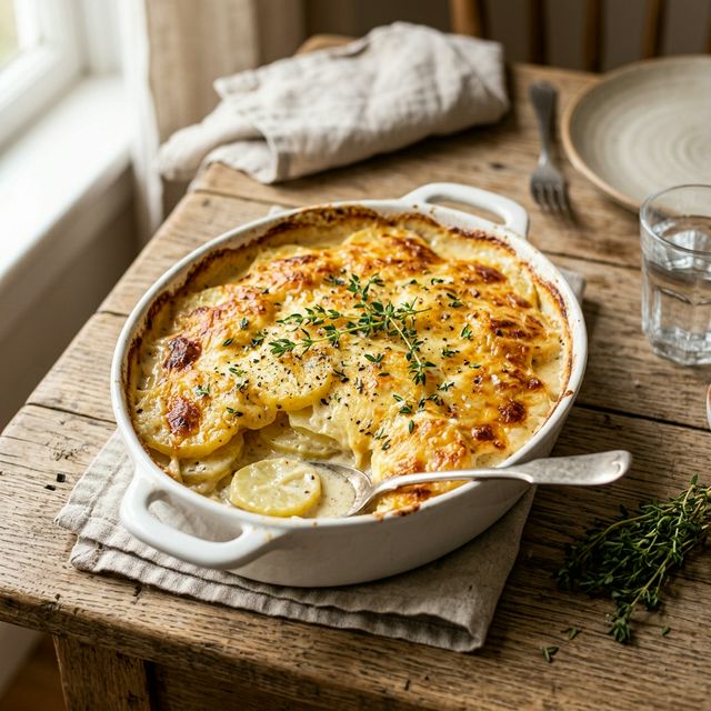 Cremiges Kartoffelgratin mit Sahne und Käse