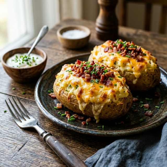 Gefüllte Ofenkartoffeln mit Käse und Speck