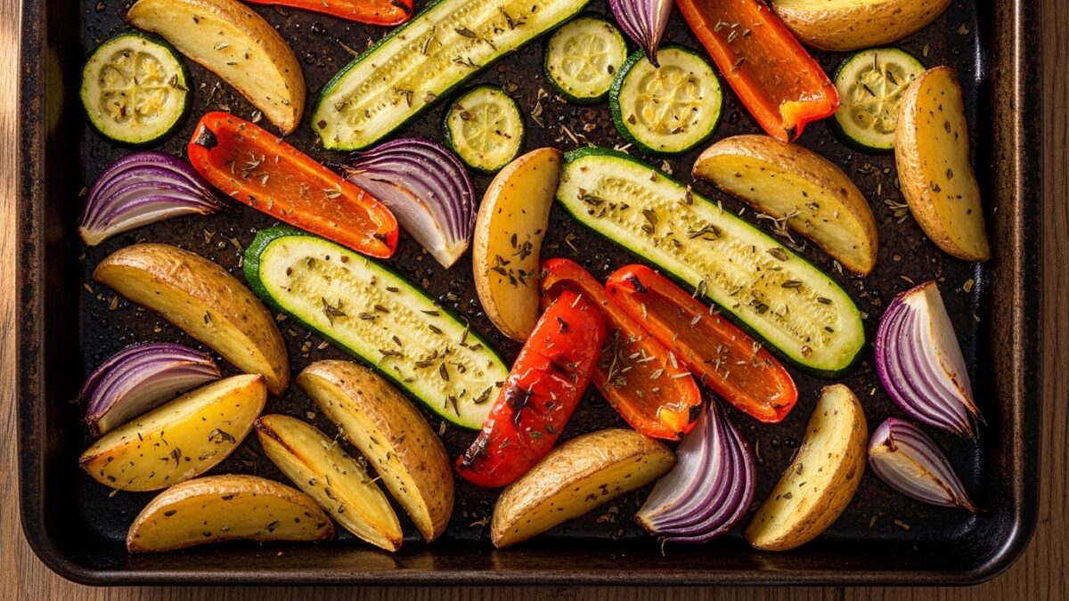 Kartoffel-Gemüse-Blech aus dem Ofen