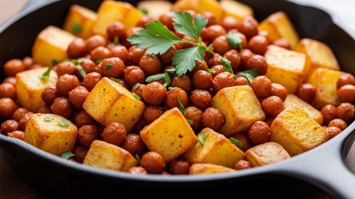 Kartoffel-Kichererbsen-Pfanne vegan