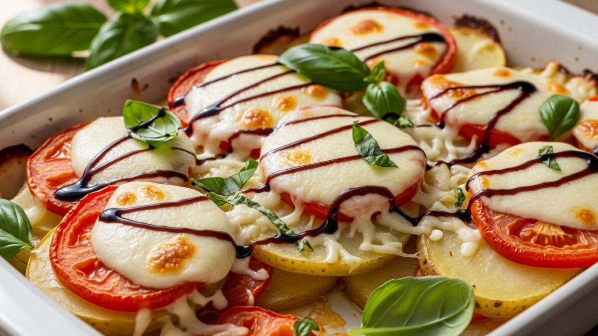 Kartoffelauflauf mit Mozzarella und Tomaten