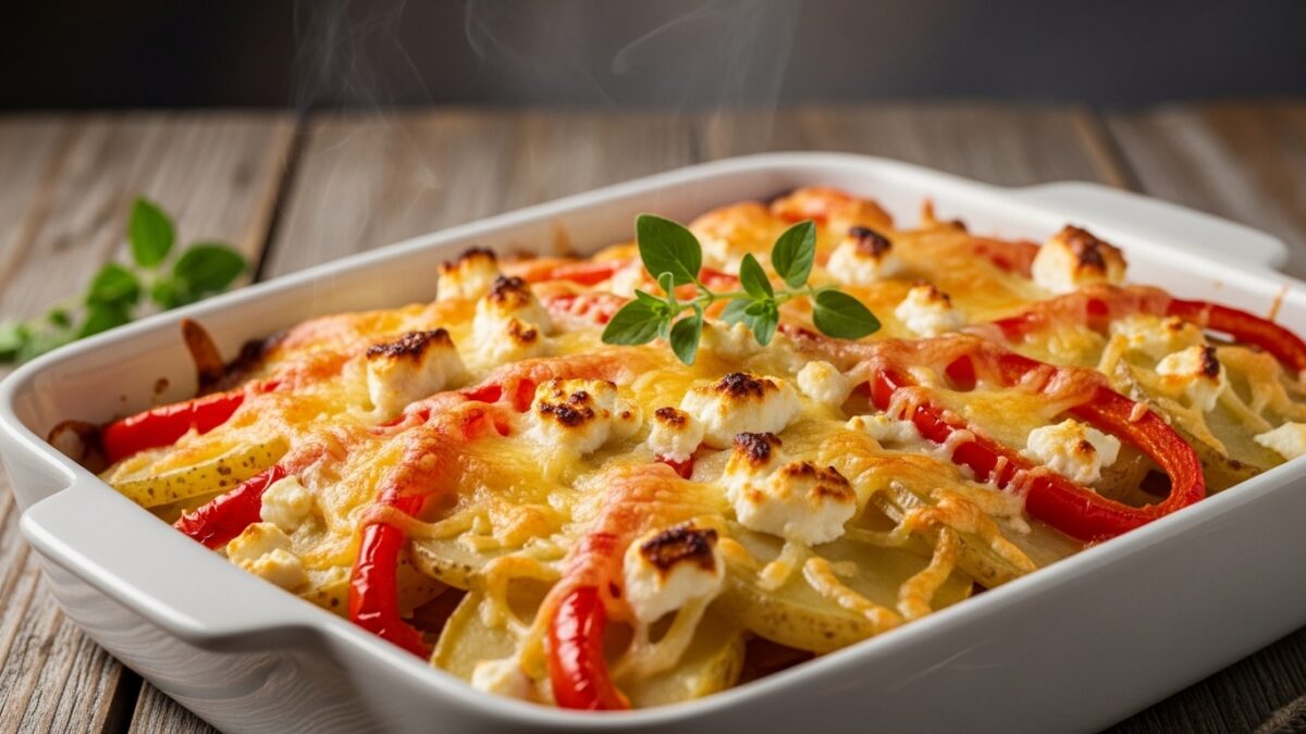 Kartoffelauflauf mit Paprika und Feta