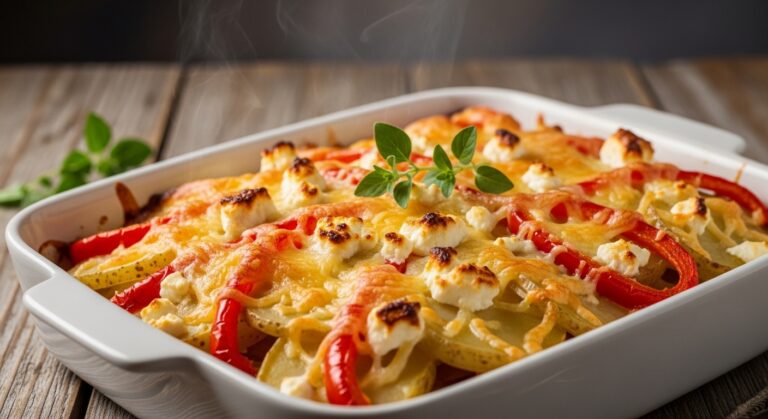 Kartoffelauflauf mit Paprika und Feta