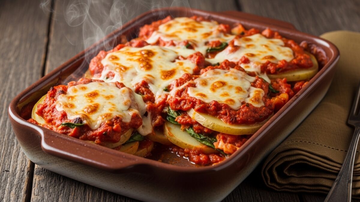 Kartoffelauflauf mit Tomatensoße