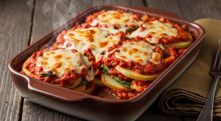 Kartoffelauflauf mit Tomatensoße