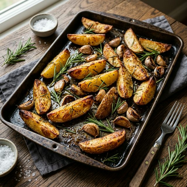 Knusprige Ofenkartoffeln mit Rosmarin und Knoblauch