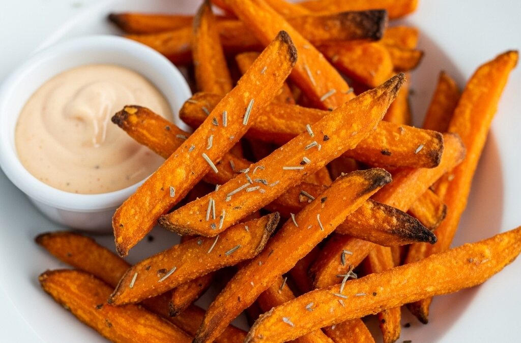 Süßkartoffel Pommes knusprig aus dem Ofen